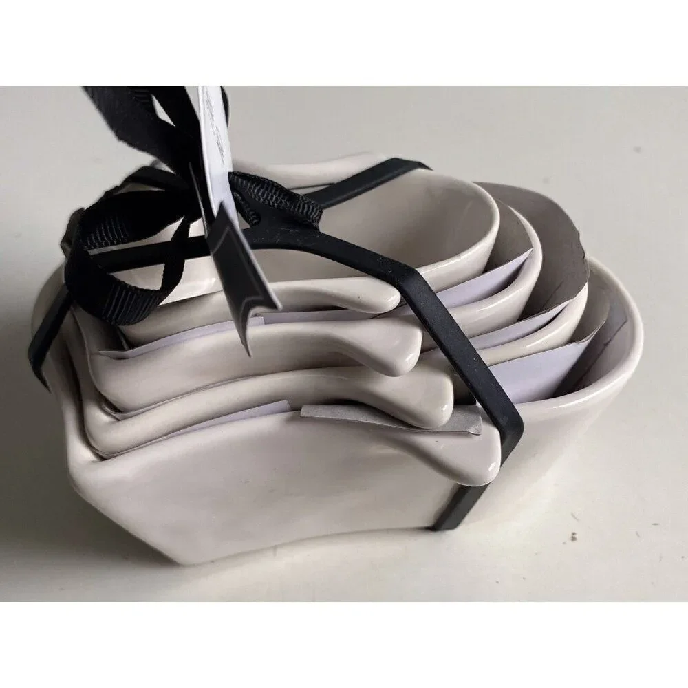 Set Of 4 Rae Dunn Halloween White GHOST Shaped Measuring Cups Ceramic NEW‎